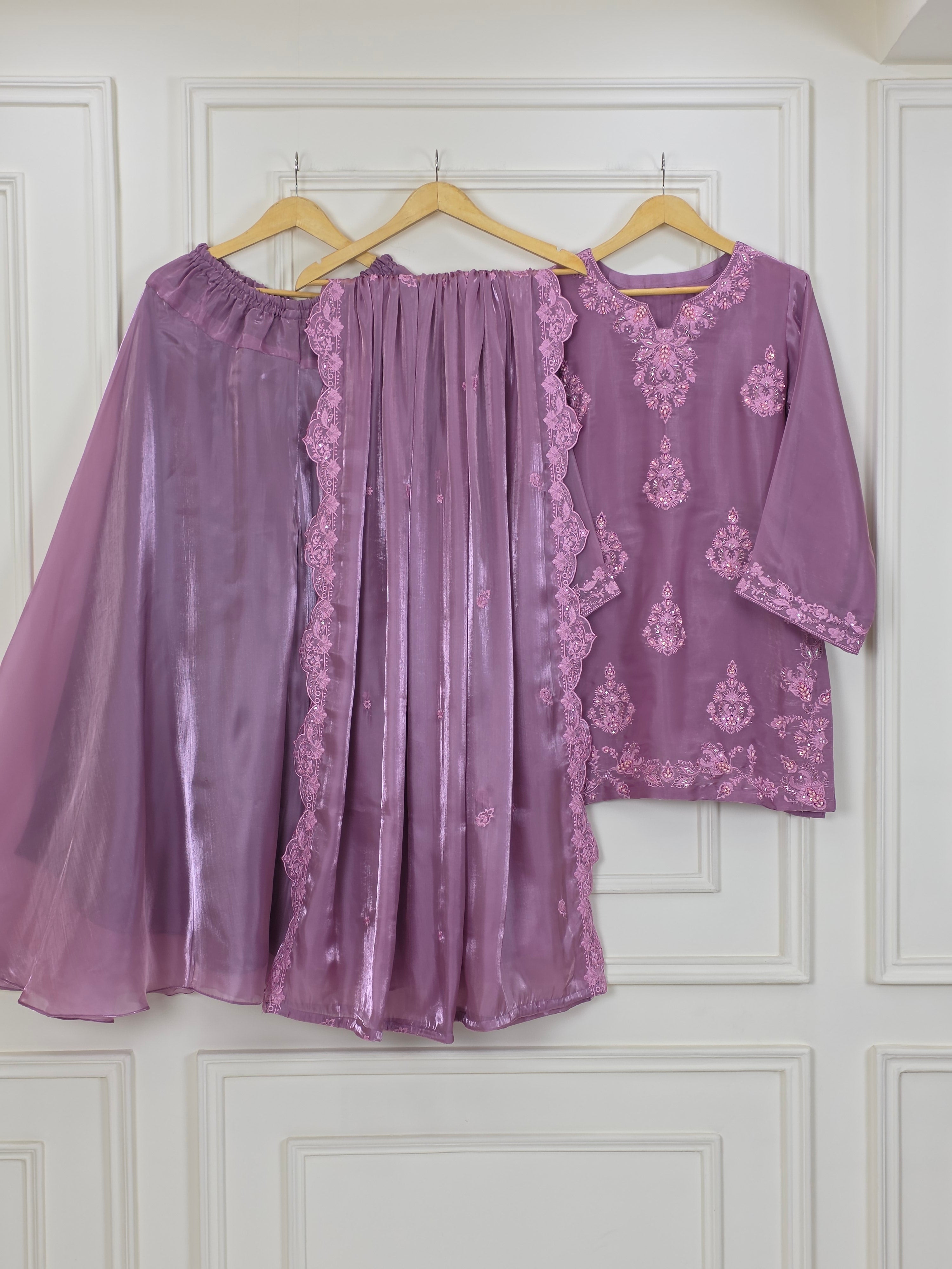 Embroidered Organza 3-Piece Suit