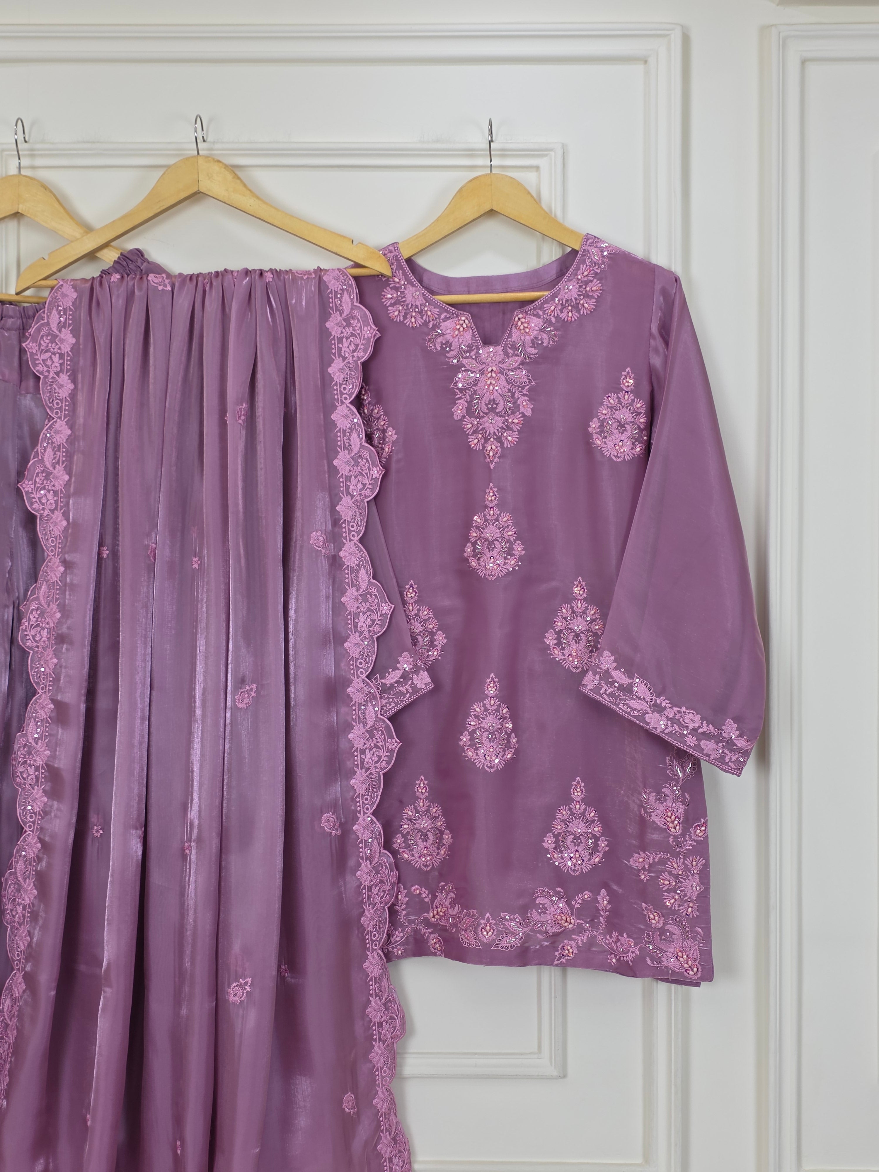 Embroidered Organza 3-Piece Suit