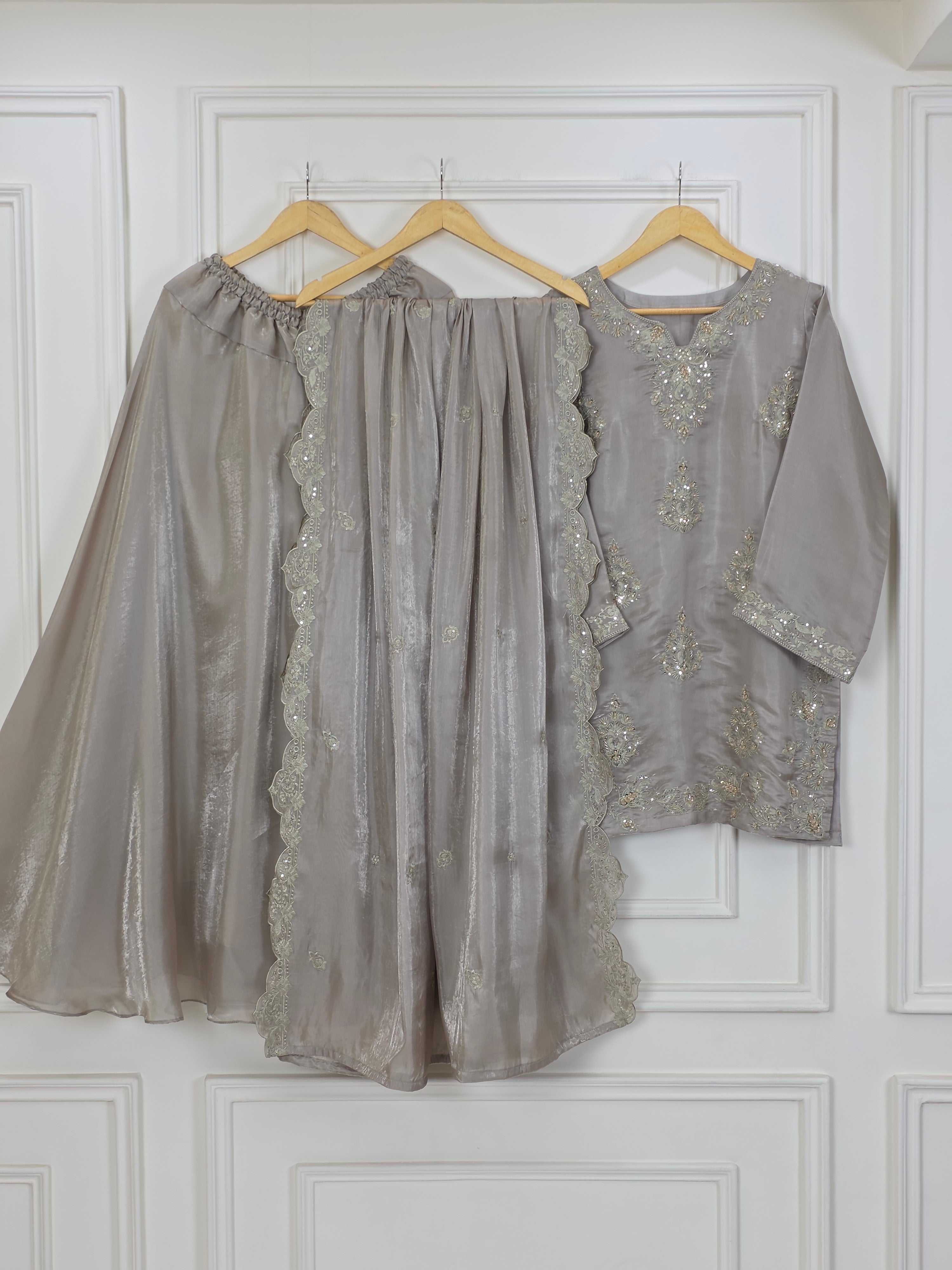 Embroidered Organza 3-Piece Suit