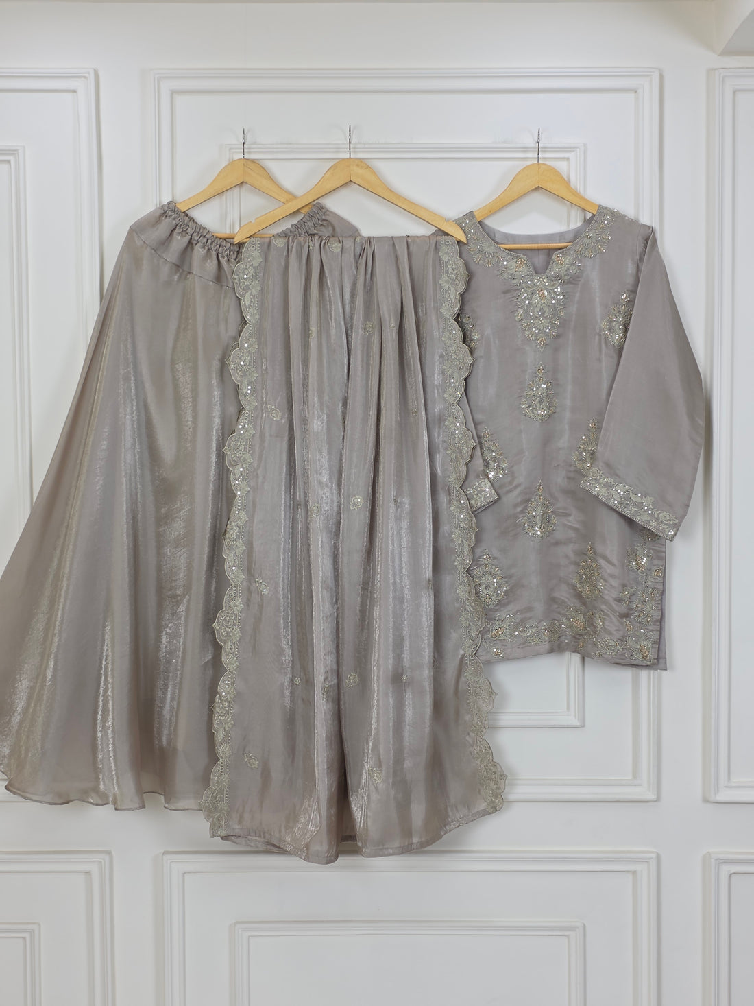 Embroidered Organza 3-Piece Suit