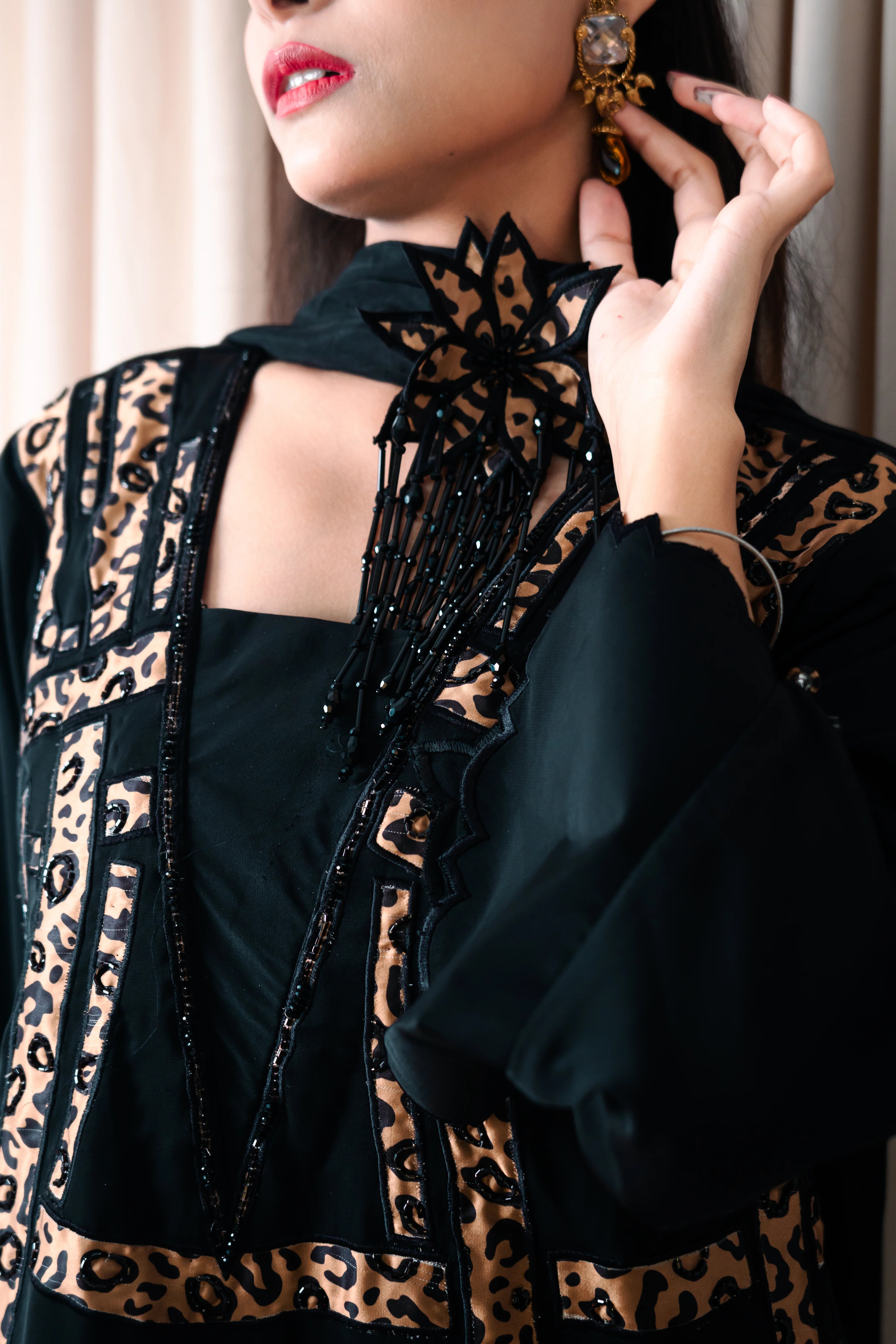 3 Piece Stiched Black Pure Silk Suit (Pret)