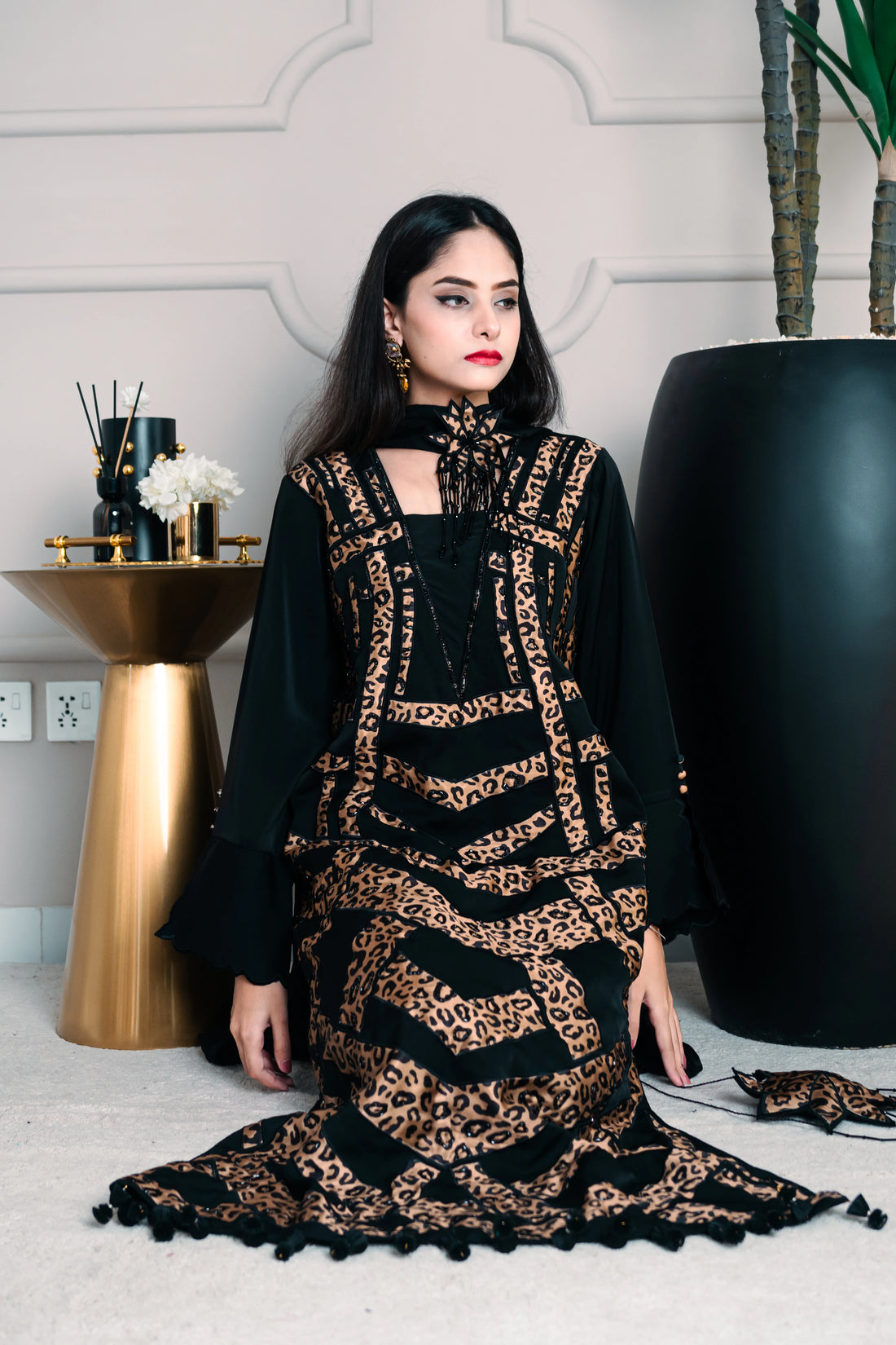 3 Piece Stiched Black Pure Silk Suit (Pret)