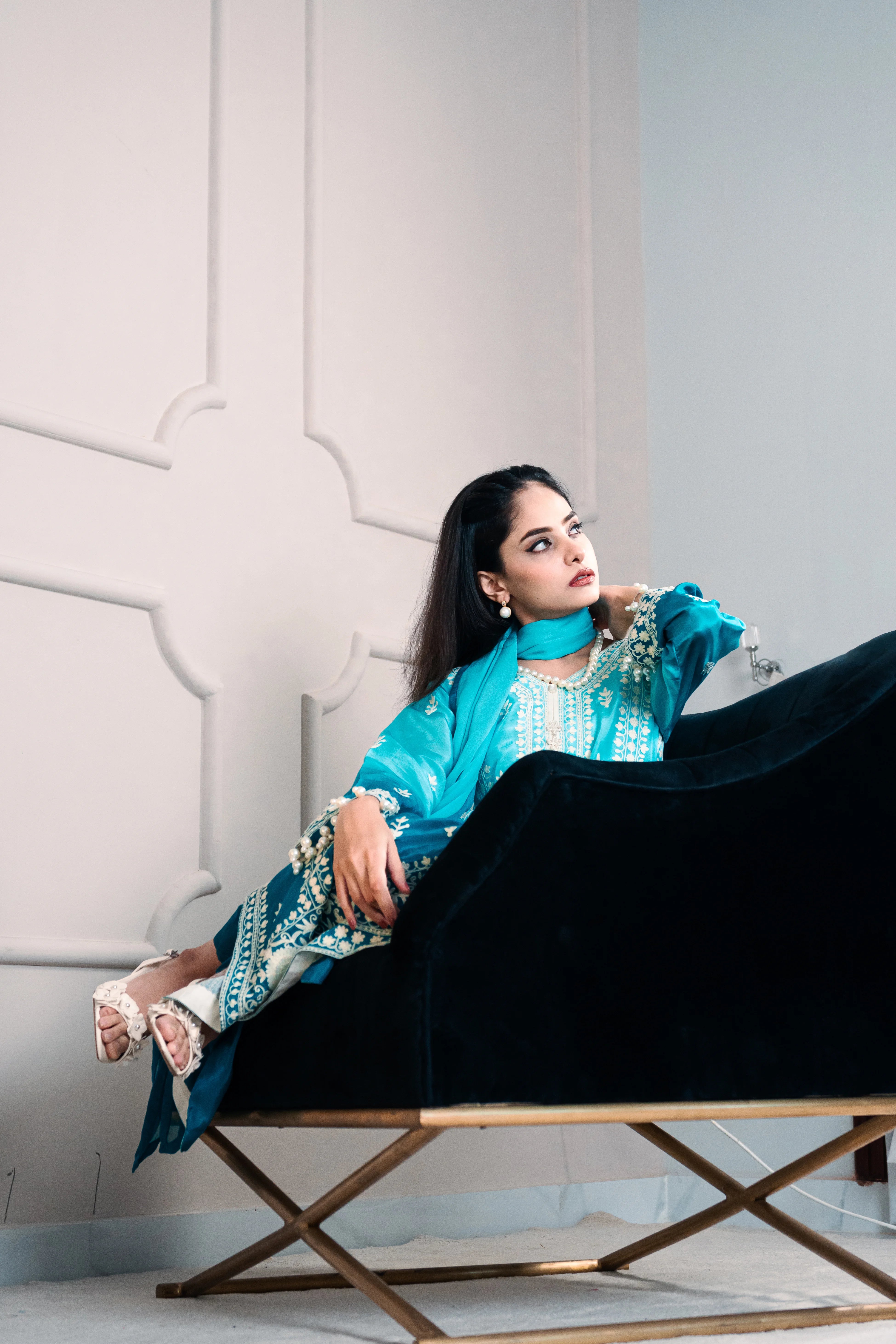 3 Piece Stiched Ombré Silk Suit (Pret)