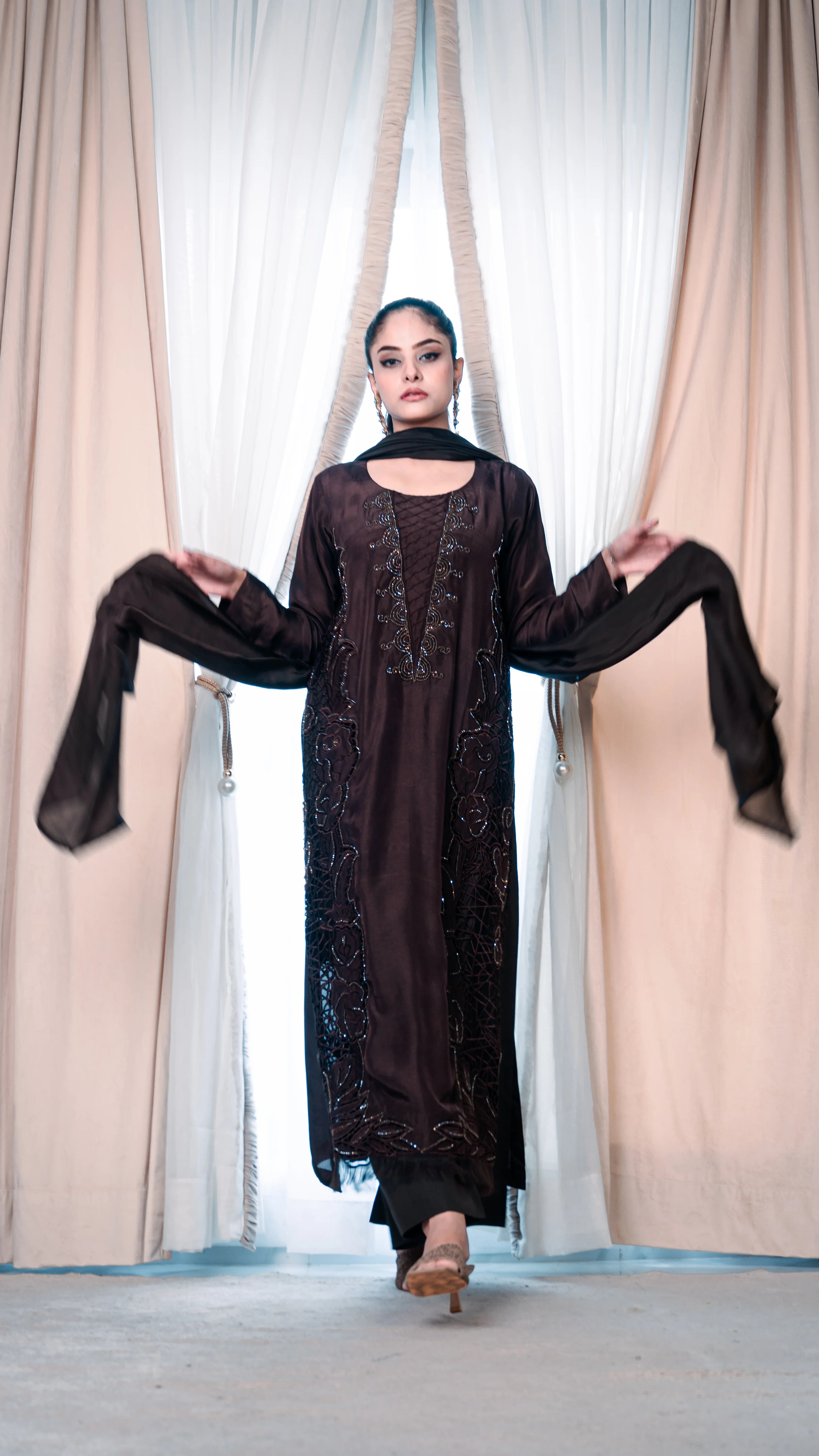 3 Piece Stiched Jade Green Silk Suit (Pret)