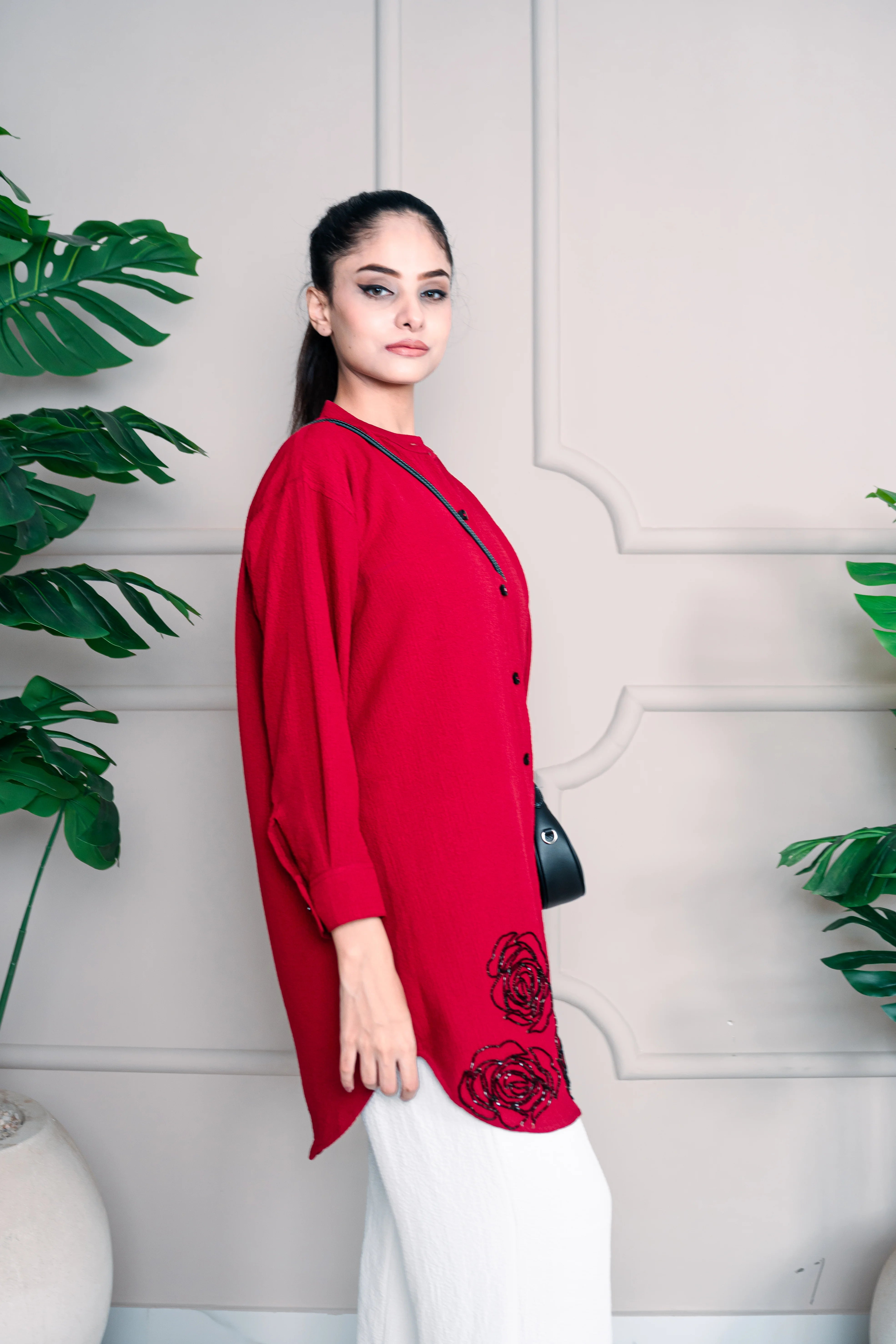 2 Piece Stiched Red Silk Suit (Pret)