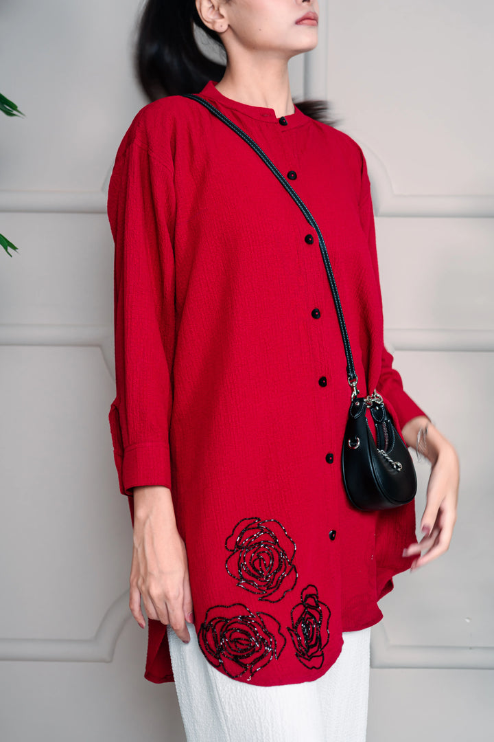 2 Piece Stiched Red Silk Suit (Pret)