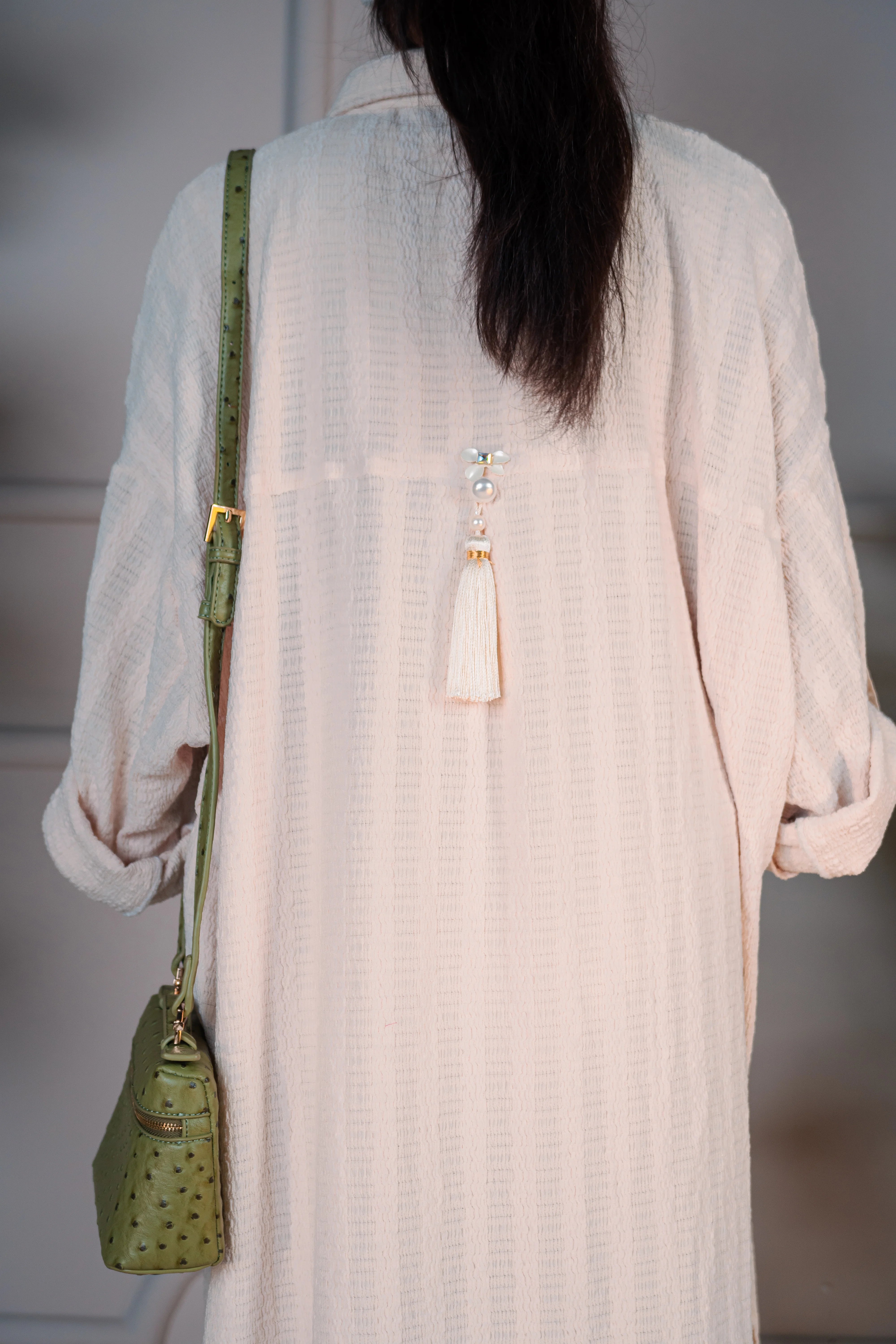 1 Piece Stiched Beige Silk Suit (Pret)