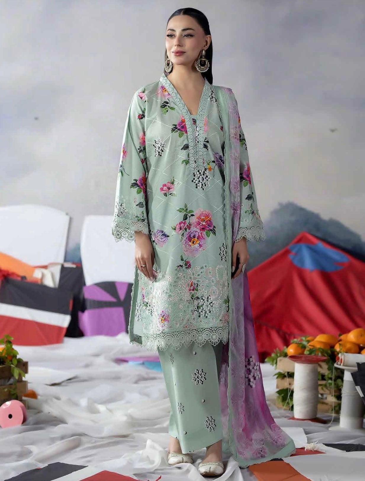 Light Green Floral Printed Coord Set