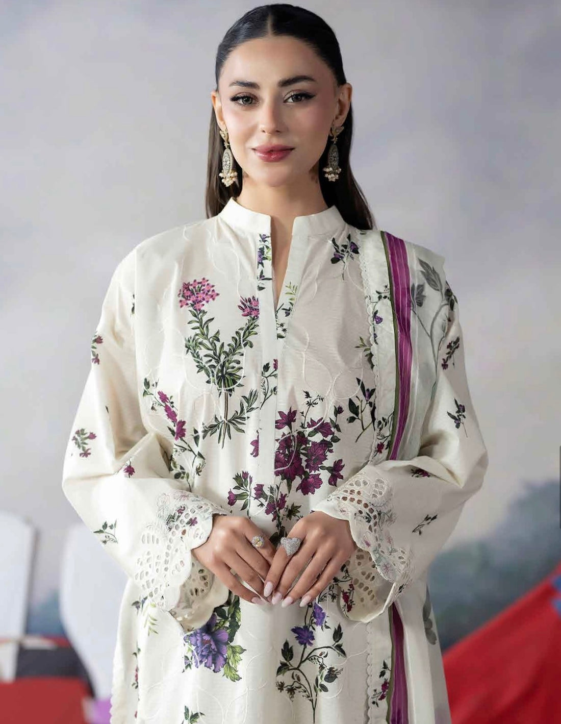 White Floral Printed Coord Set