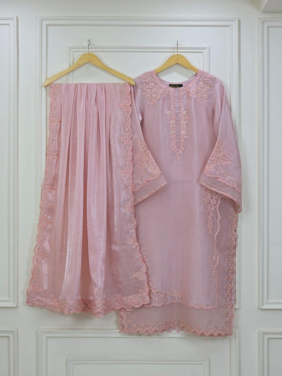 Embroidered Shisha Silk 3 Piece Suit for Women