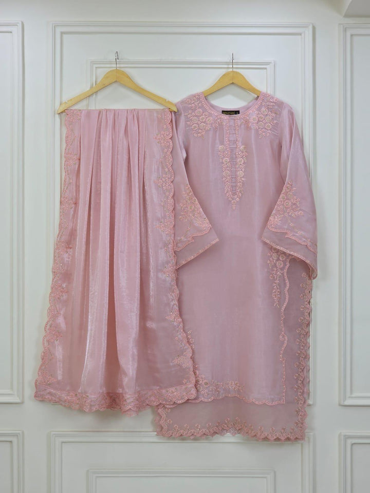 Embroidered Shisha Silk 3 Piece Suit for Women