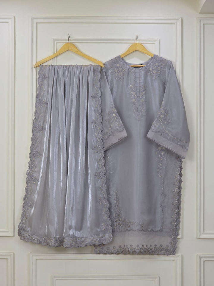 Embroidered Shisha Silk 3 Piece Suit for Women