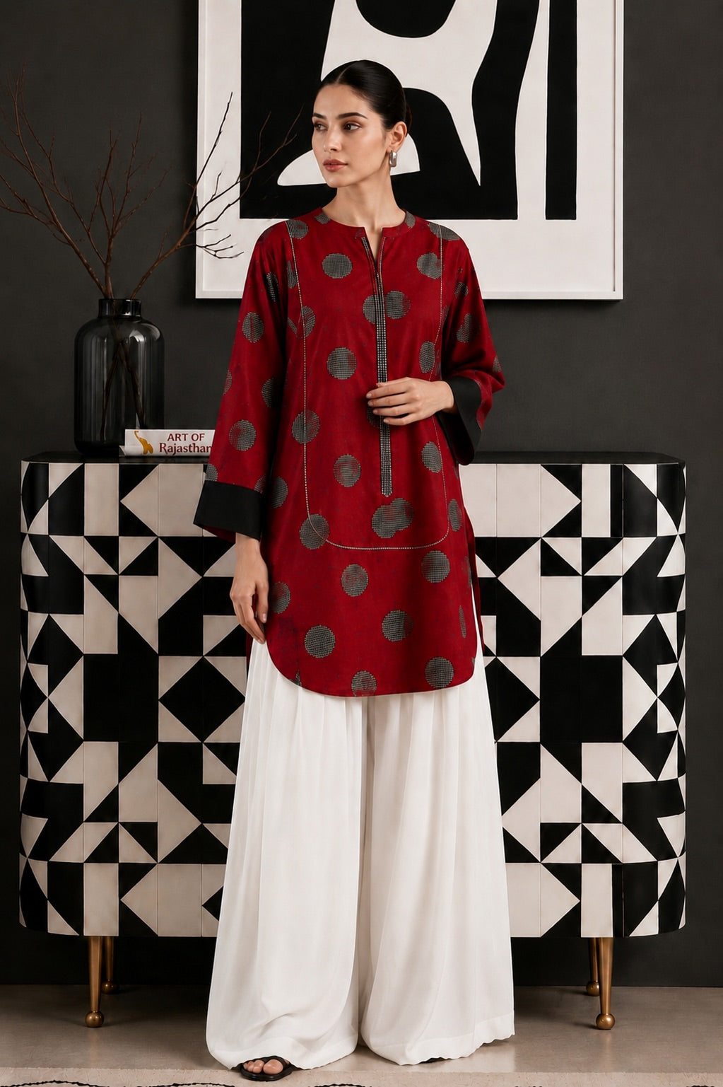 Crimson Polka Lawn Co-Ord Set