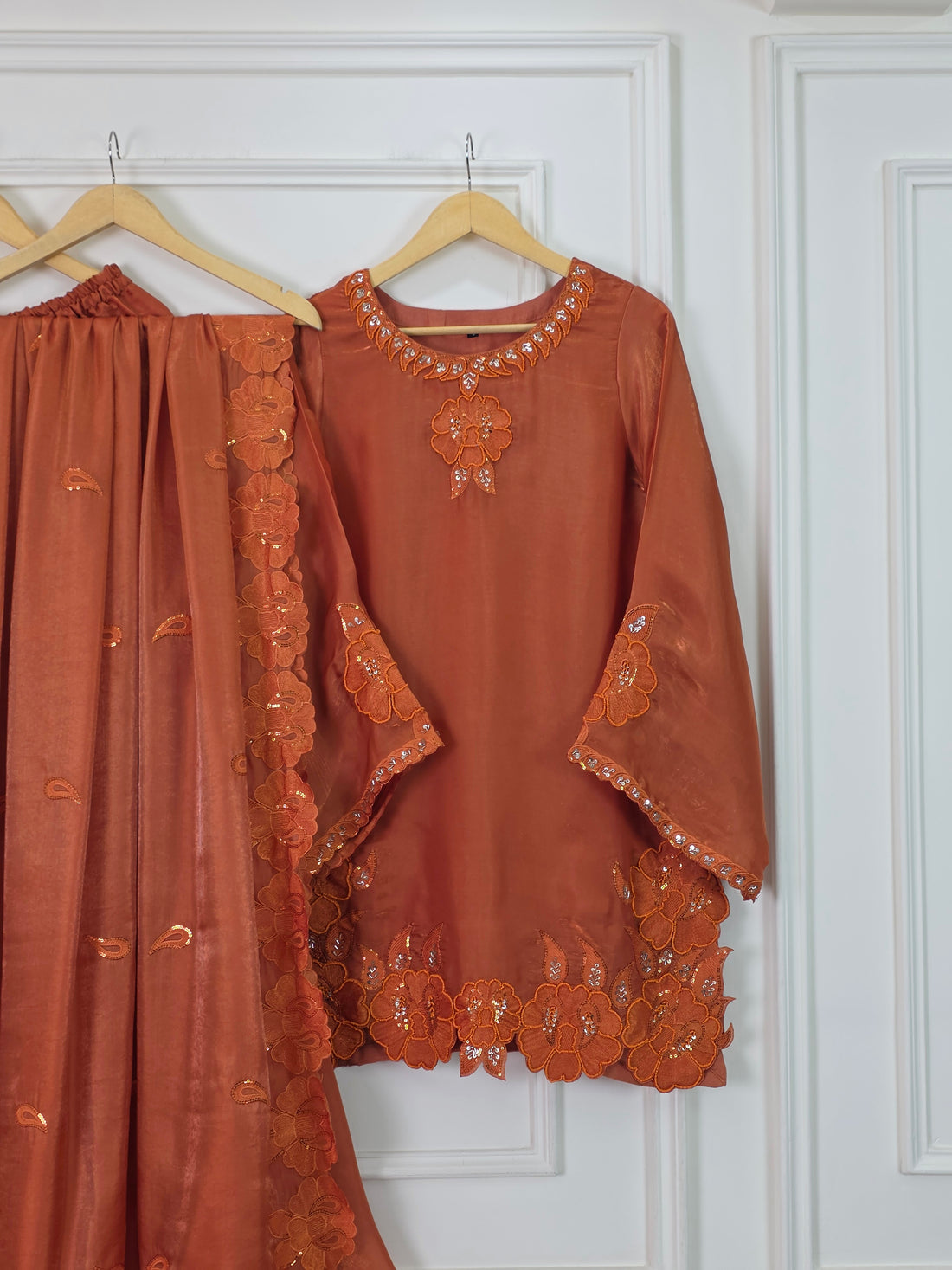 Sheesha Silk 3 Piece Suit with Cutwork Embroidery | Elegant Festive & Party Wear Pakistani Dress