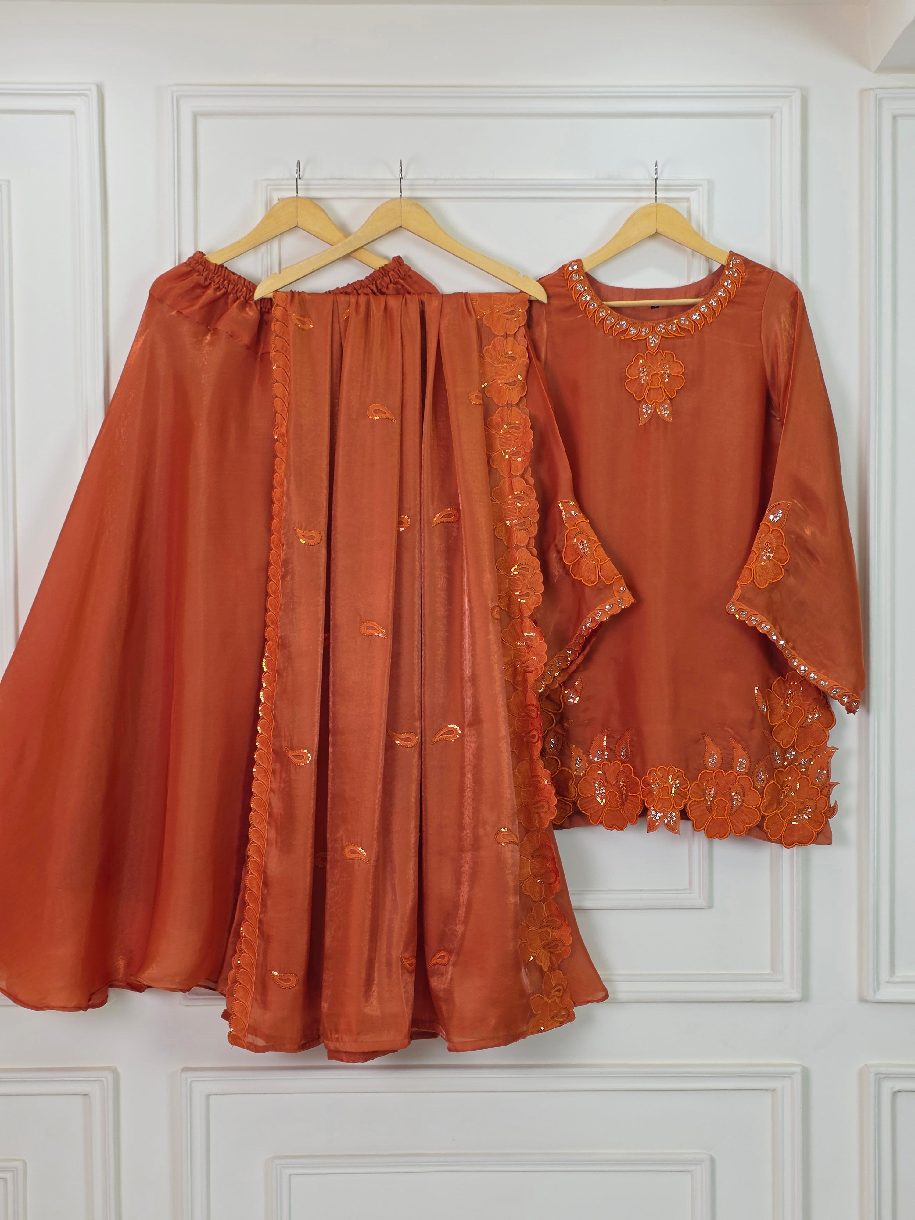 Sheesha Silk 3 Piece Suit with Cutwork Embroidery | Elegant Festive & Party Wear Pakistani Dress
