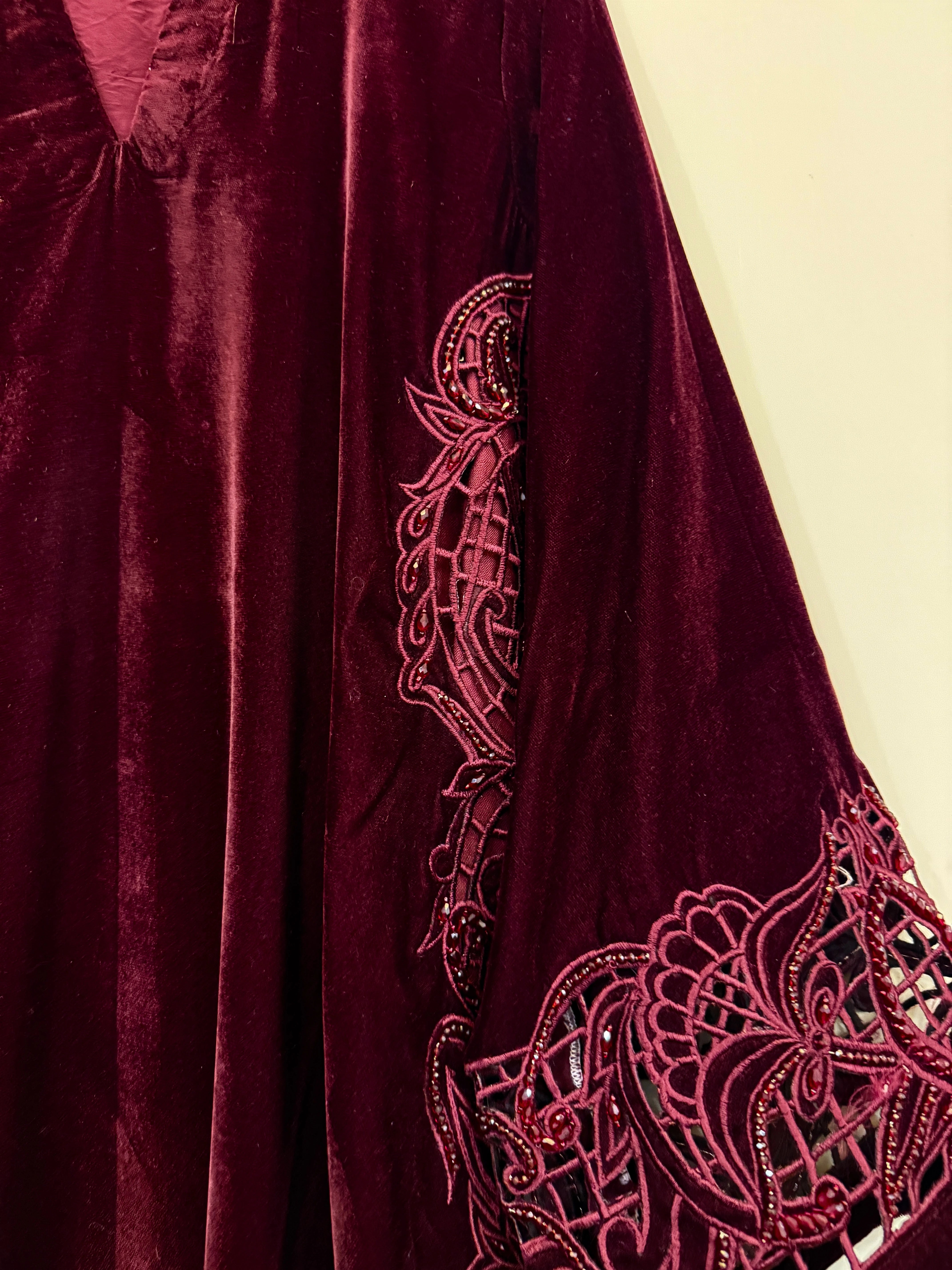 3 Piece Stiched Burgundy Velvet Suit (Pret)