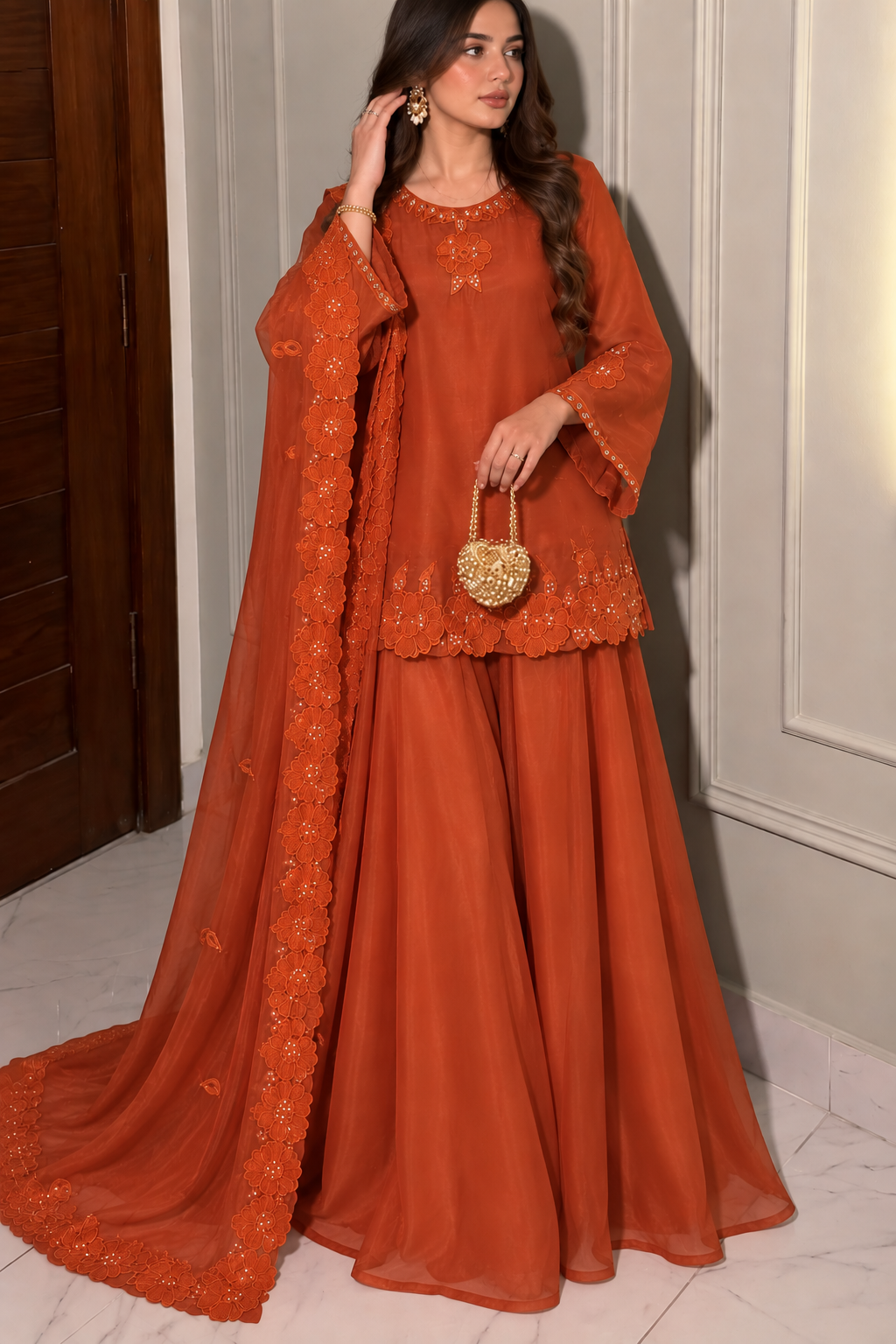 Sheesha Silk 3 Piece Suit with Cutwork Embroidery | Elegant Festive & Party Wear Pakistani Dress