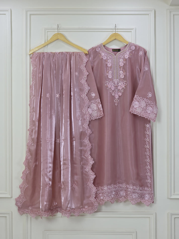 Sheesha Silk 3 Piece Suit with Cutwork Embroidery | Elegant Festive & Party Wear Pakistani Dress