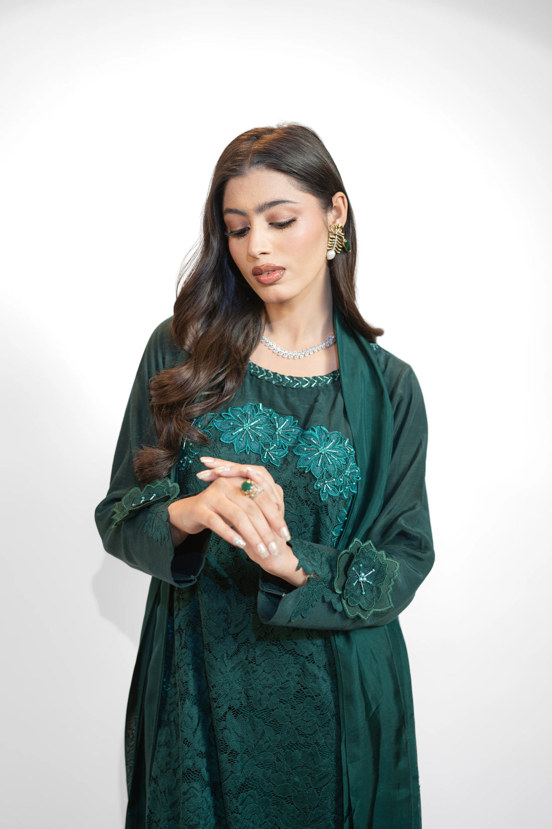 3PC Dress with Embroidered Appliqué & Adda Work