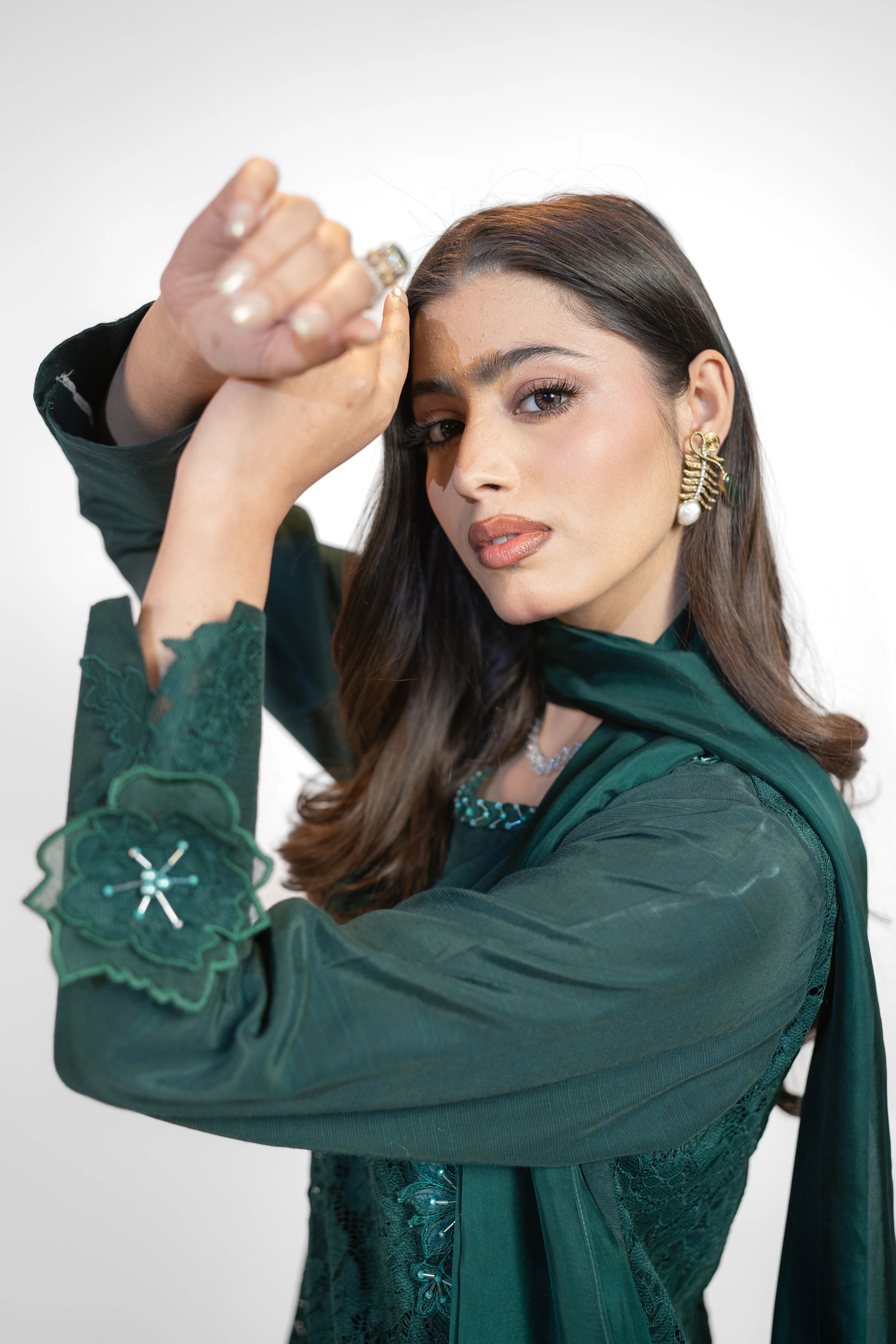 3PC Dress with Embroidered Appliqué & Adda Work