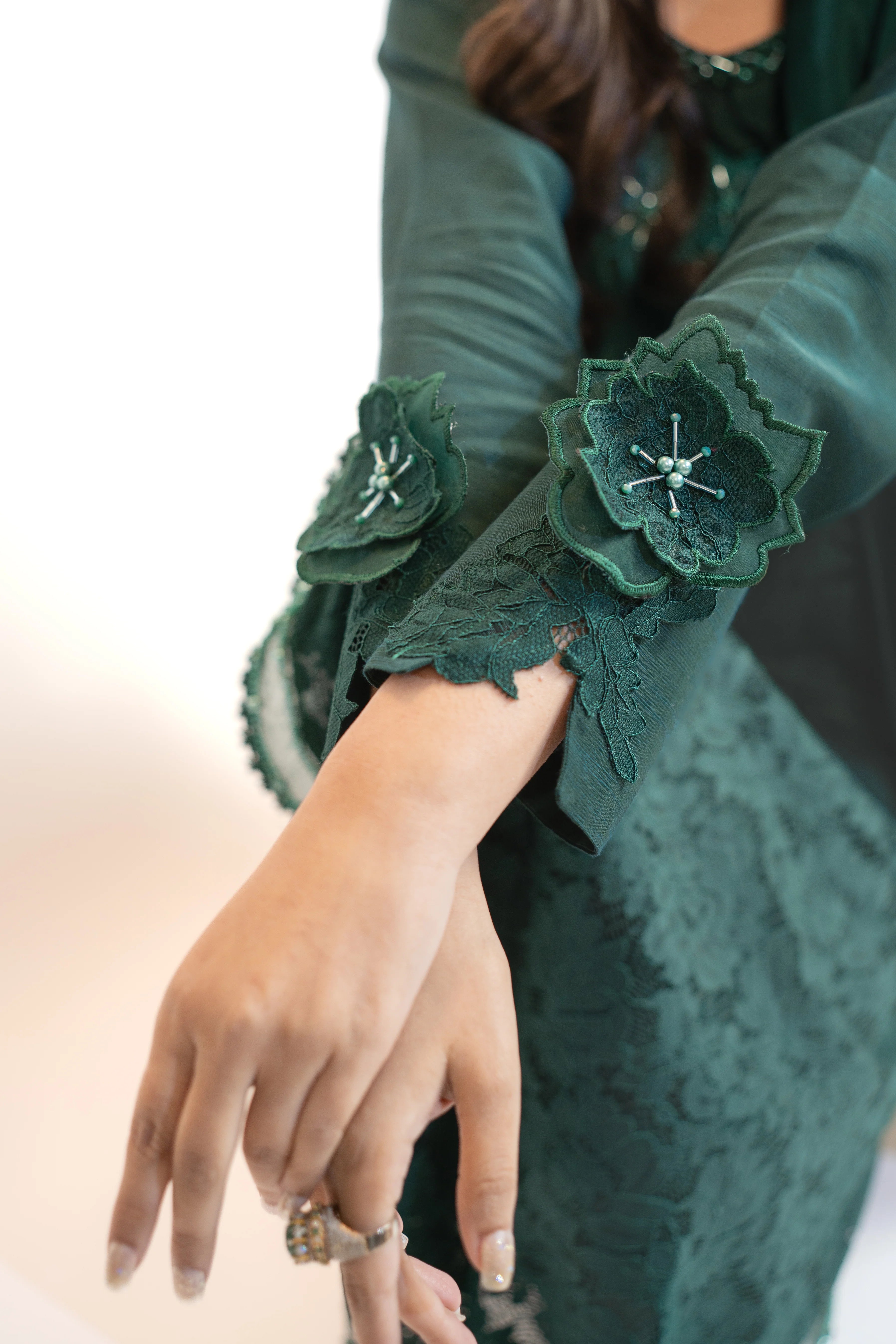 3PC Dress with Embroidered Appliqué & Adda Work