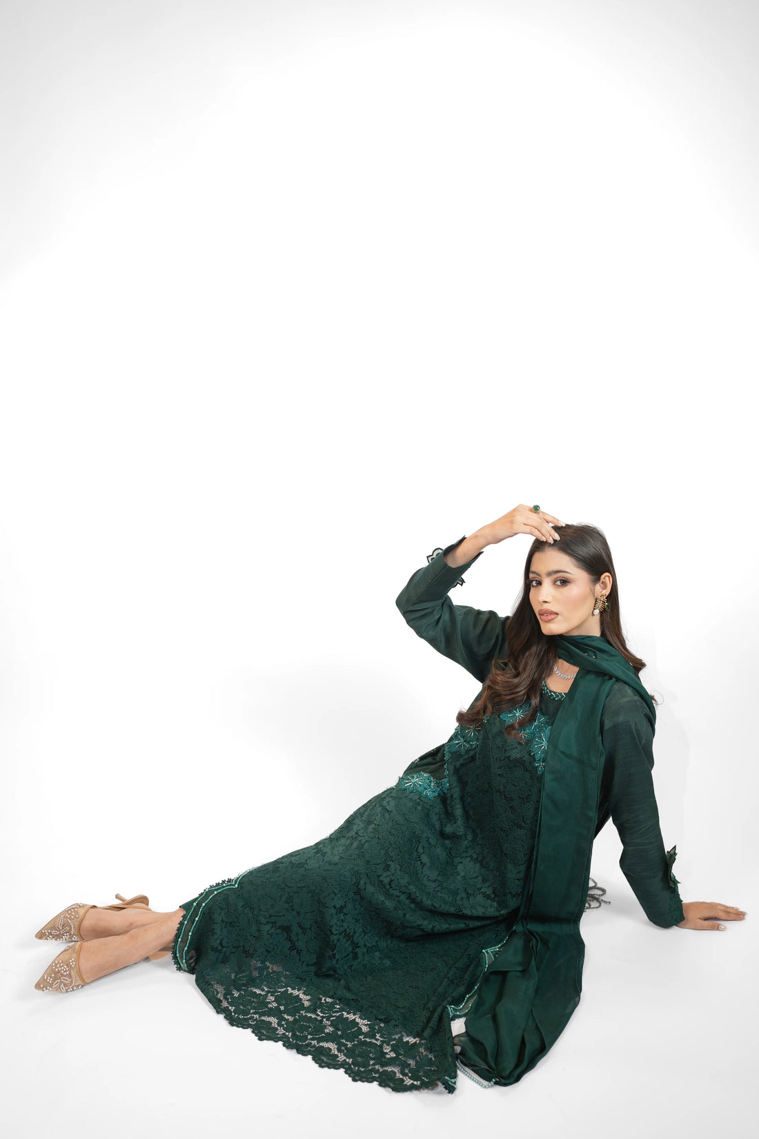 3PC Dress with Embroidered Appliqué & Adda Work