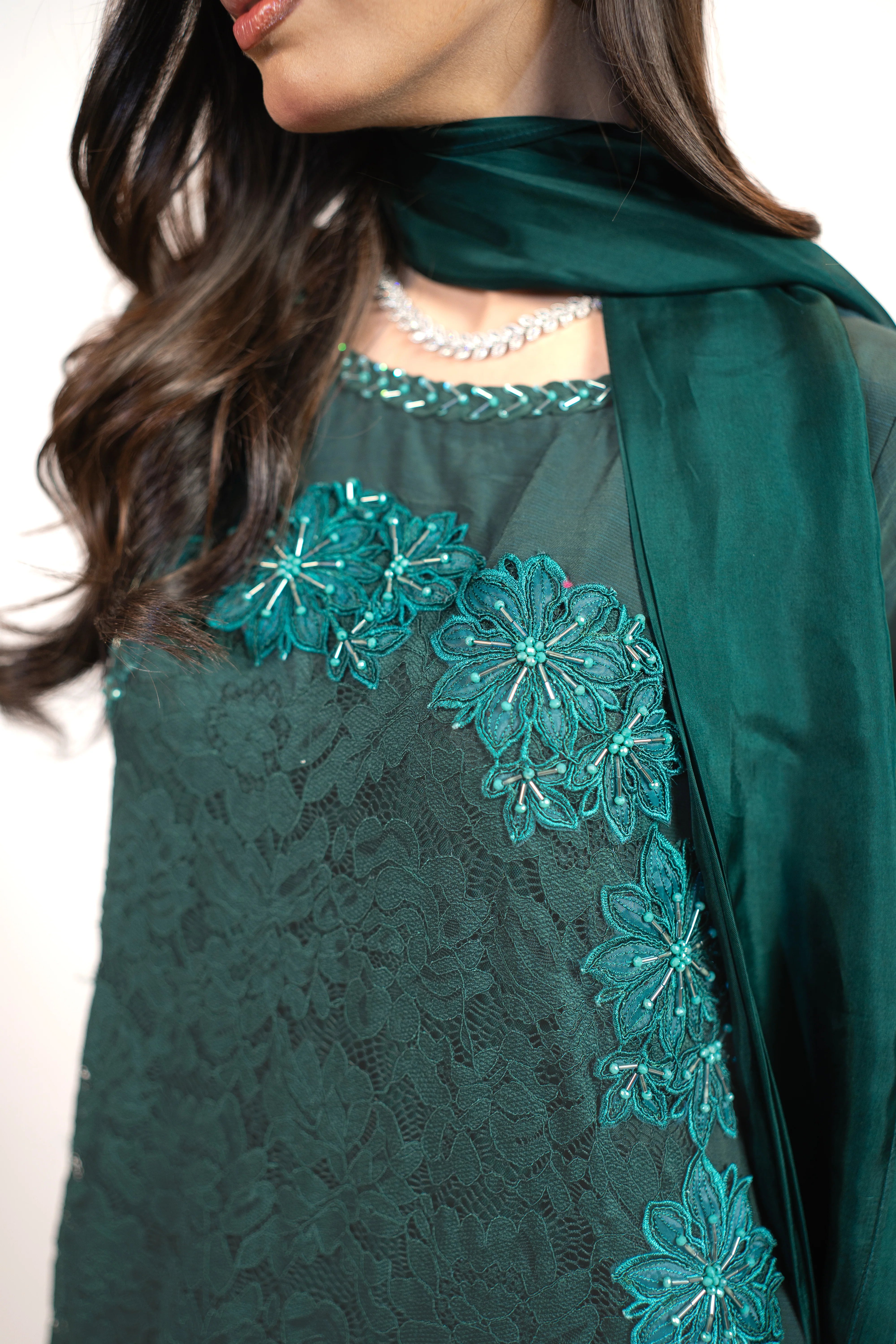 3PC Dress with Embroidered Appliqué & Adda Work