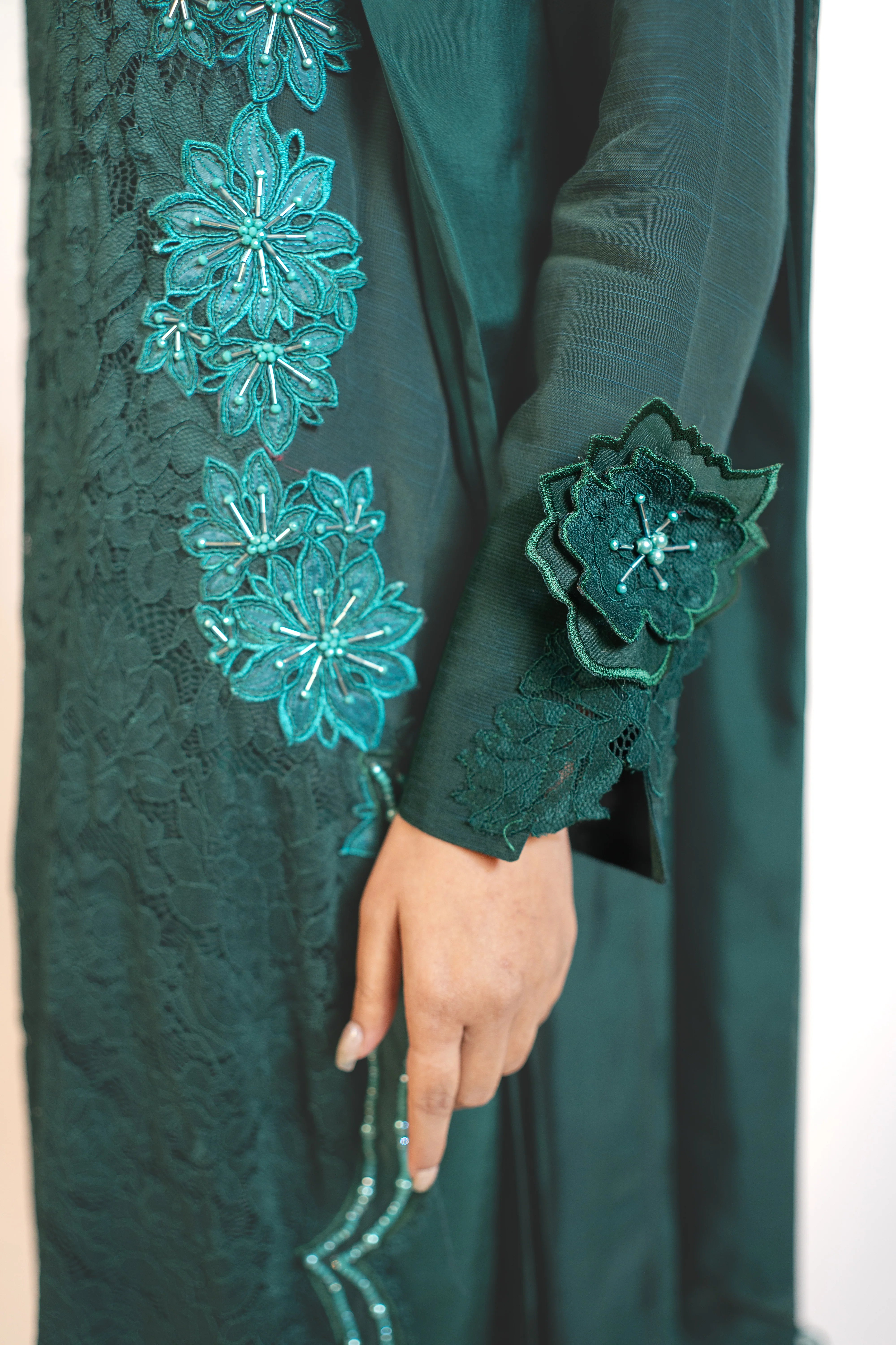 3PC Dress with Embroidered Appliqué & Adda Work