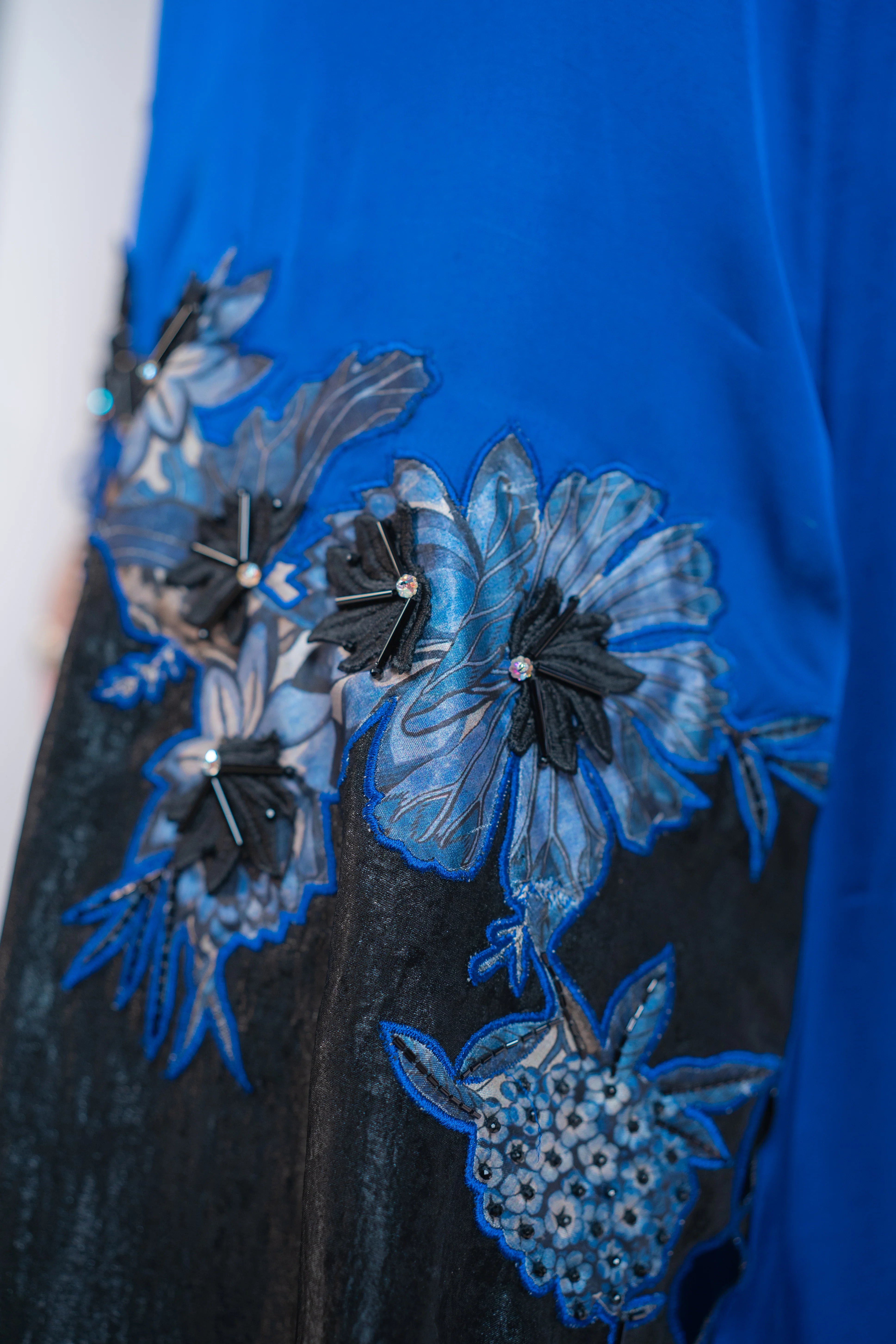 Blue & Black Silk 2 Piece Dress