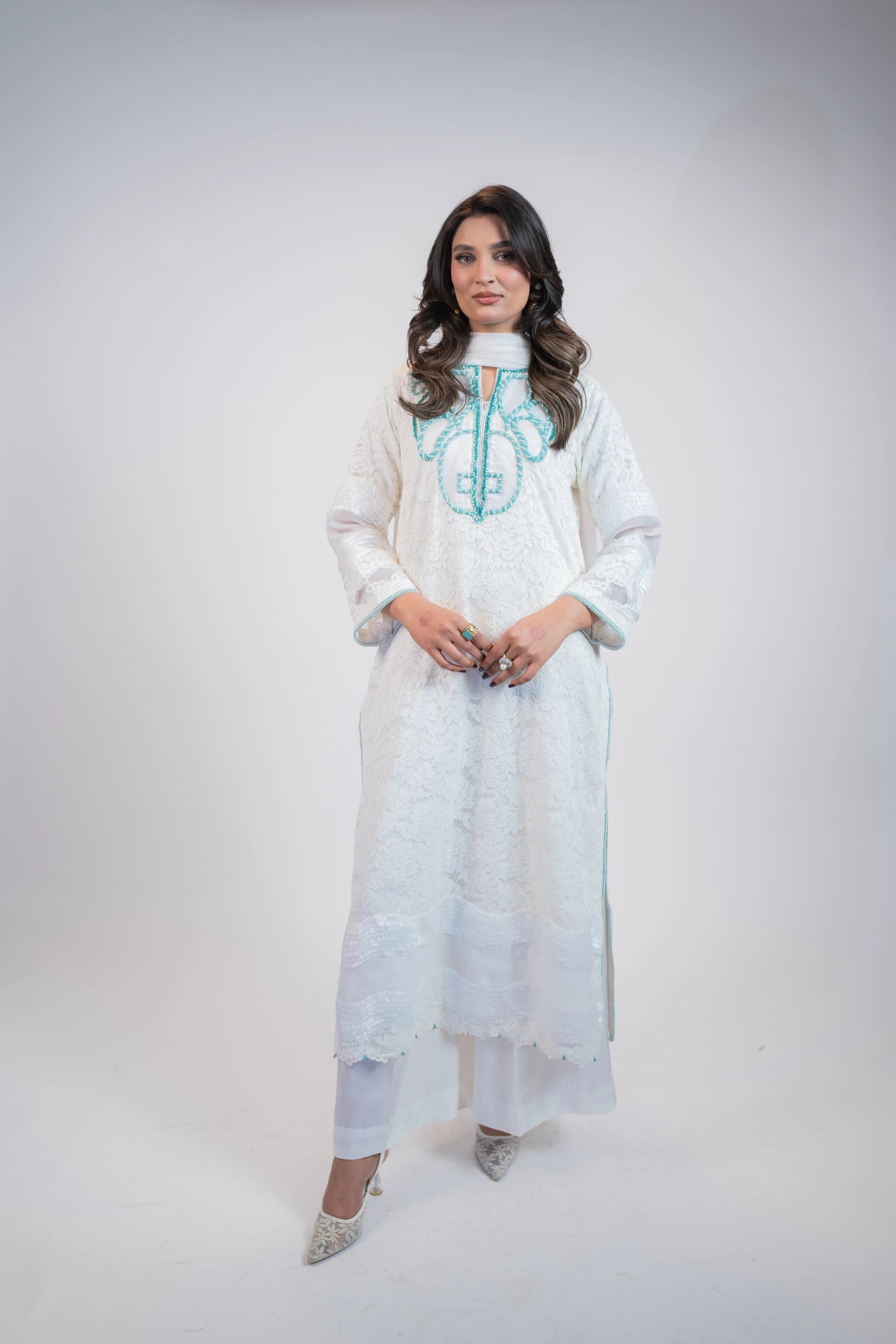 Pristine White Chantelle 3PC Dress