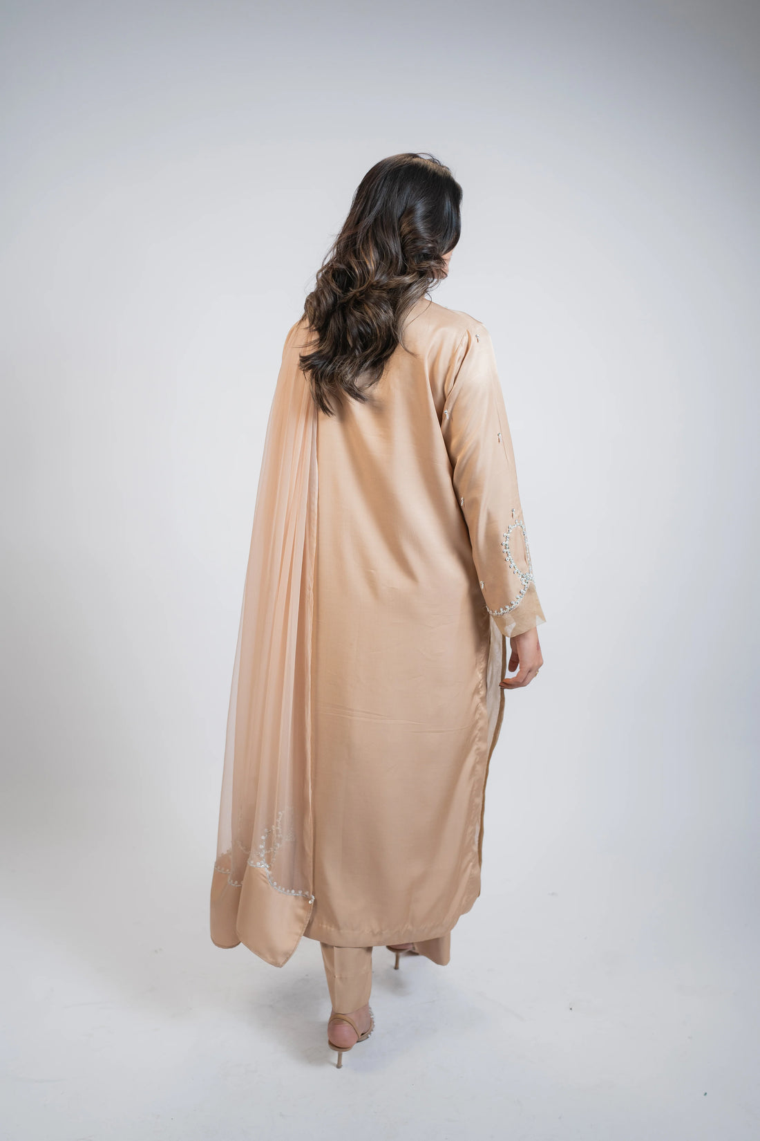 Honey Brown Pure Tussel Silk 3PC Dress