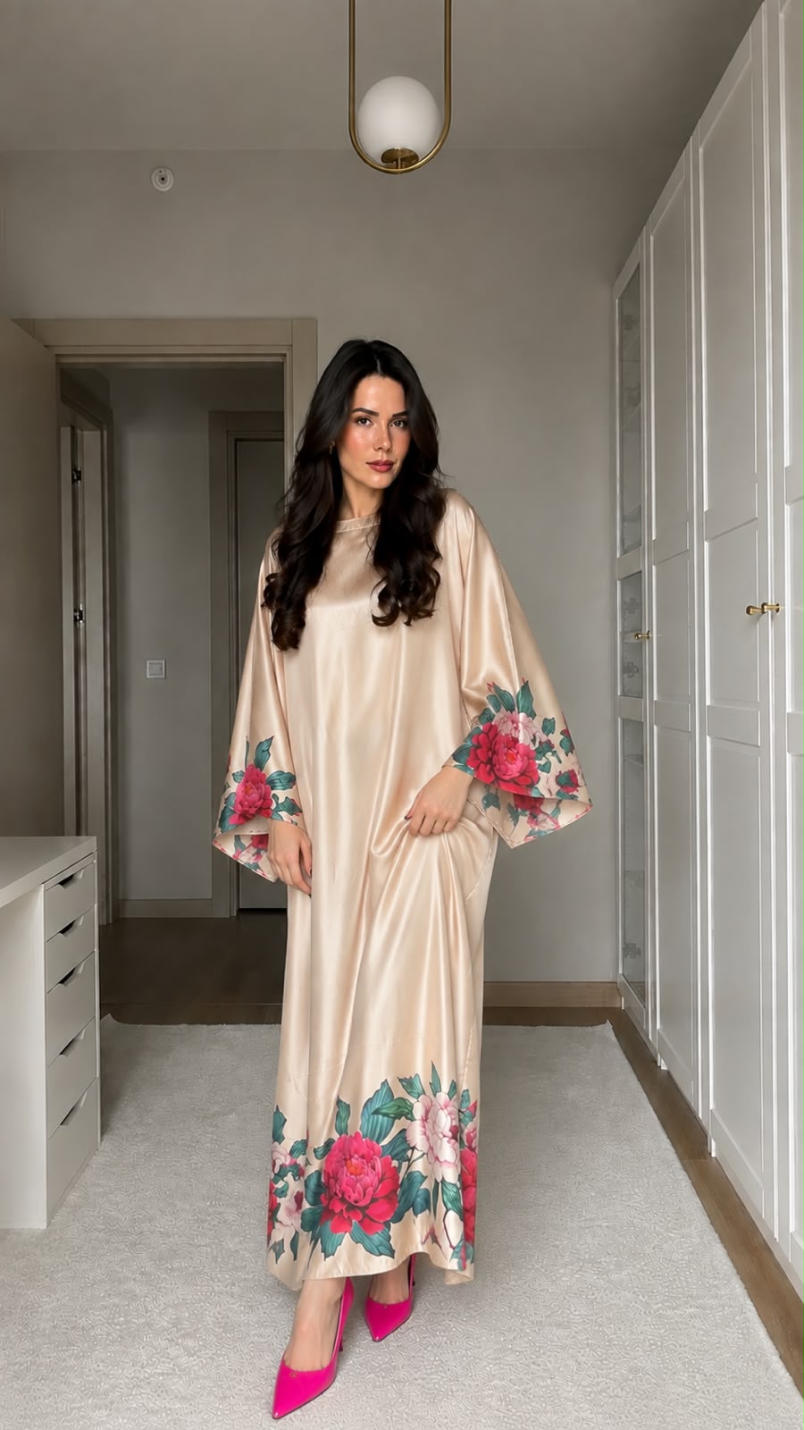 Silk Printed Kaftan – Elegant One-Piece Women’s Dress