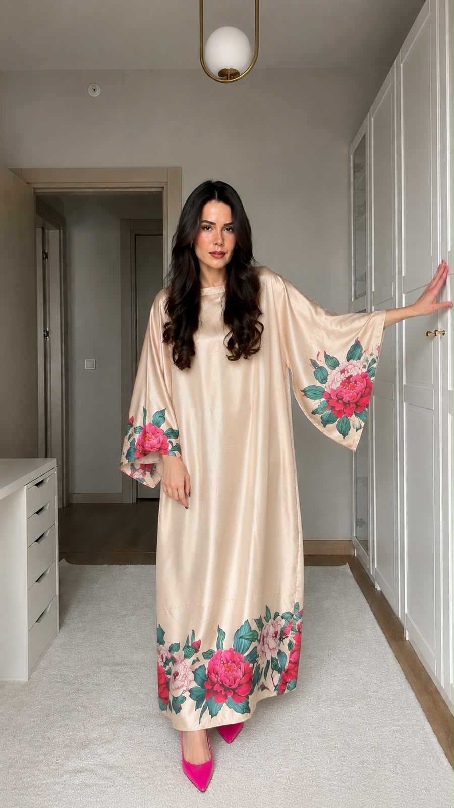 Silk Printed Kaftan – Elegant One-Piece Women’s Dress