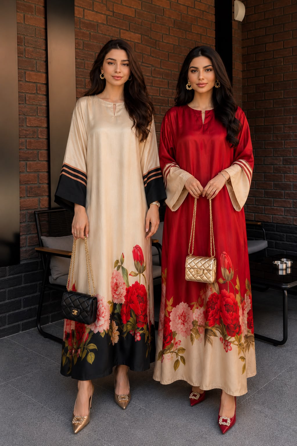 Floral Silk Printed Kaftan – Elegant One Piece Women’s Dress
